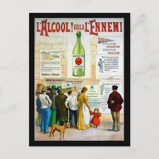 Absinthvergiftung Postkarte (Vorderseite)