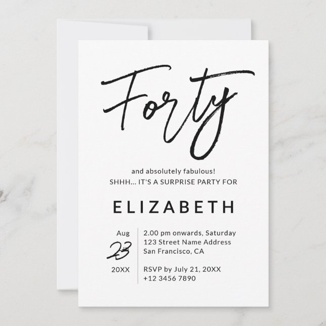 Absolut fabelhaft 40. Geburtstag Einladung (Vorderseite)