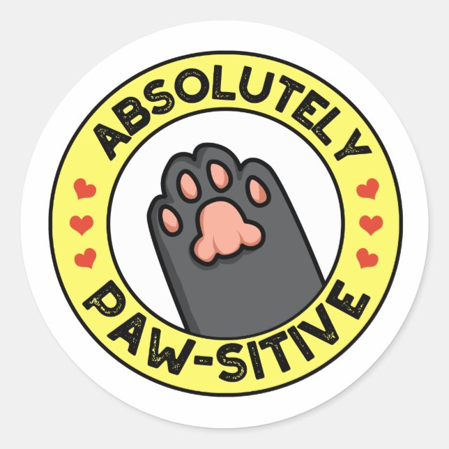 Absolut pawsitive Funny Paw Puff Runder Aufkleber (Vorderseite)