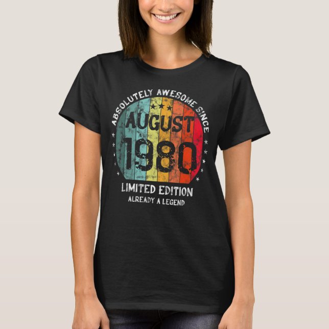 Absolut Phantastisch seit August 1980 Mann Frau Bi T-Shirt (Vorderseite)