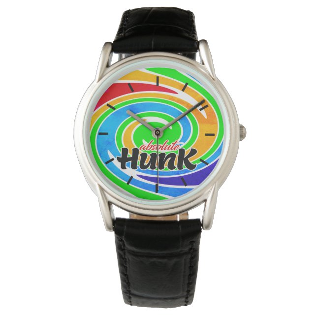 Absolute Hunk Rainbow Colored Swirl Armbanduhr (Vorderseite)