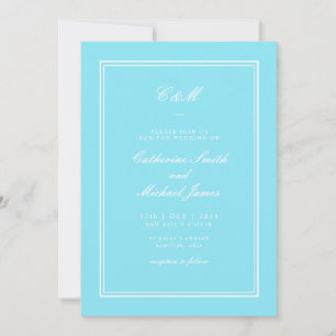 Absolute Klassik Bright Aqua Monogram Wedding Einladung