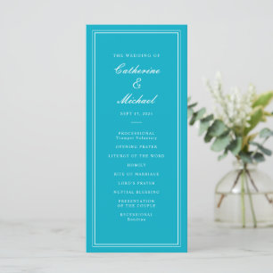 Absolute klassische Script Bright Aqua Wedding Programm
