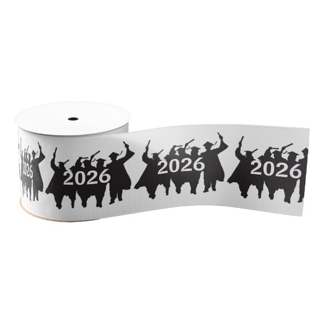 Absolvent 2026 Silhouetten  Ripsband (Spule)