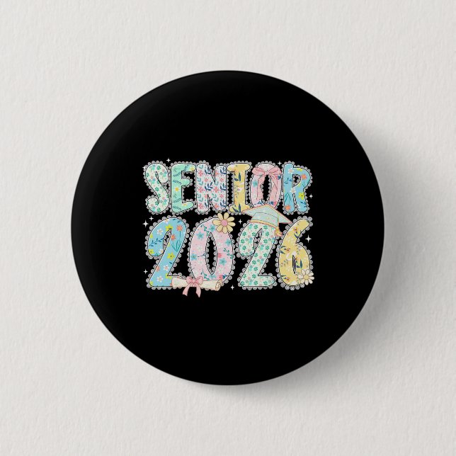 Absolvent 2026 Spitze Kokette Florale Pastell-Absc Button (Vorderseite)