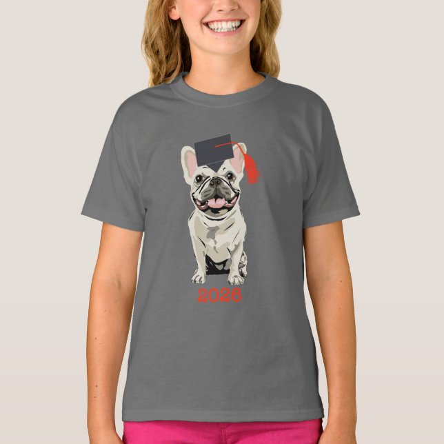Absolvent 2026, süßer Hund T-Shirt (Vorderseite)