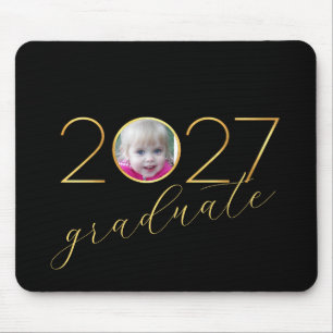 Absolvent 2027 Bilderrahmen auf Schwarz Mousepad