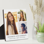 Absolvent 3 FotoCollage Fotoplatte<br><div class="desc">Eleganter Abschluss halten Sake Foto-Plakat zum Feiern des Absolventen mit einer drei Bild-Collage und seinen Namen,  Klasse Jahr und Schule in der modernen Typografie.</div>