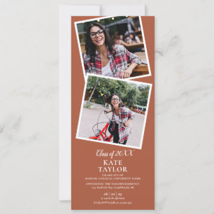 Absolvent 4 Foto Terrakotta-Abschlussfeier Einladu Einladung