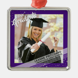 Absolvent, bearbeitbare Lila Grenze, Foto Ornament Aus Metall