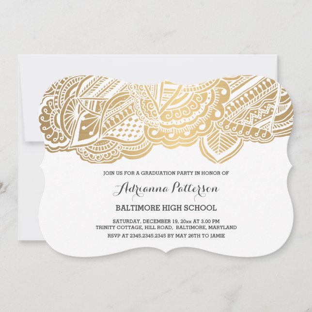 Absolvent | Bohemisches Mandala-Muster Einladung (Vorderseite)