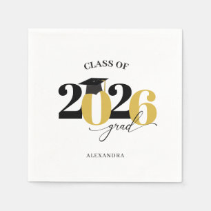 Absolvent der Klasse 2026 Moderne Typographie Gold Serviette