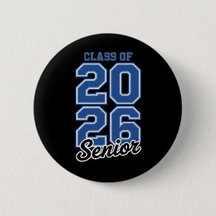 Absolvent der Klasse 2026 Senior Blau Abschluss Button