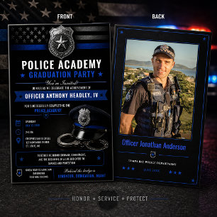 Absolvent der Polizeiakademie Thin Blue Line Einladung