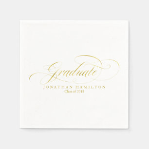 Absolvent Folie Gold Fancy Kalligrafie Abschluss Serviette