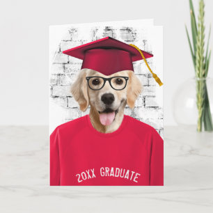 Absolvent Golden Retriever in rotem T-Shirt Karte