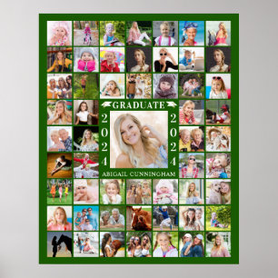 Absolvent Grün 55 Foto-Collage Erinnerungen Anzeig Poster