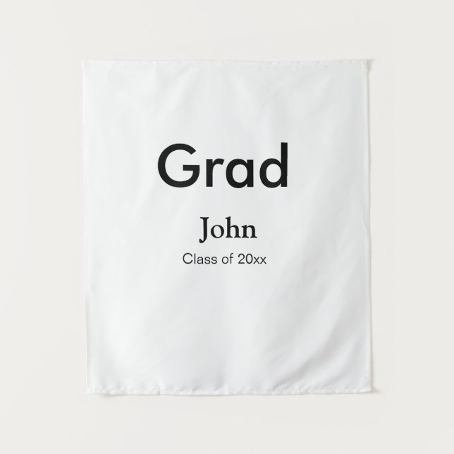 Absolvent Junge Name Gratulation Datum Jahr Text Wandteppich (Vorderseite)