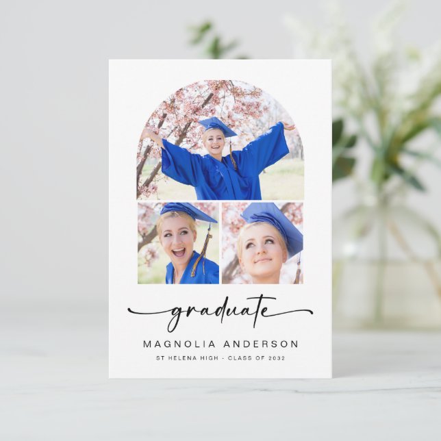 Absolvent | Moderner Foto Arch 3 Abschluss Ankündigung (Stehend Vorderseite)