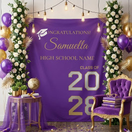 Absolvent Purple Gold Script Abschlussfeier Wandteppich