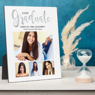 Absolvent Silber 4 Foto Personalisiert Fotoplatte