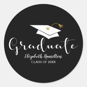 Absolvent Süße Kalligrafie Graduiertenmütze Abschl Runder Aufkleber