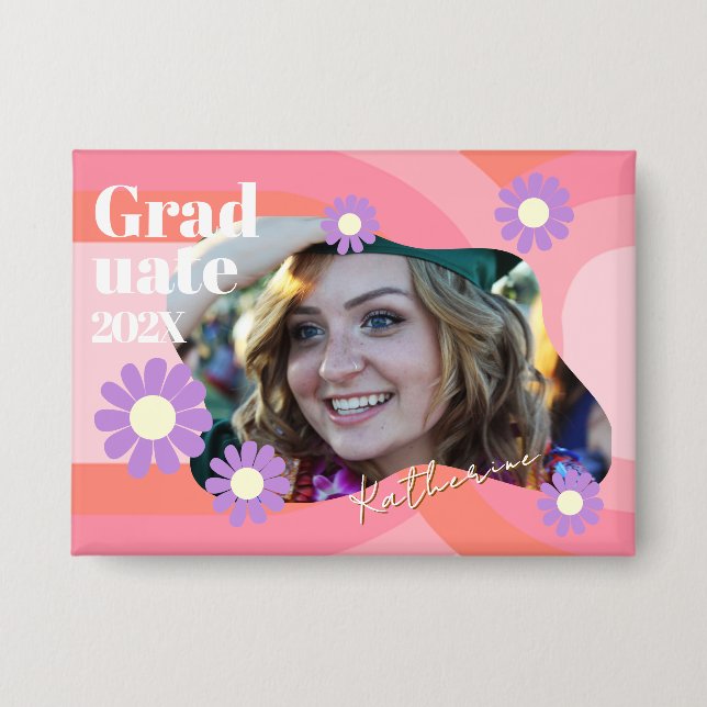 Absolventen-Daisy-Foto Button (Vorderseite)