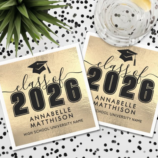 Absolventen Gold Abschlussfeier Serviette (Graduate Gold Graduation Napkins)