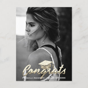 Absolventenfoto Jahrgang Name Gold Glitter Postkarte