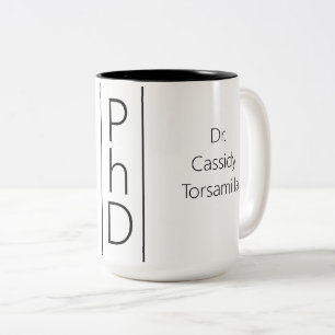 Absolventenname PhD Zweifarbige Tasse