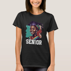 Absolventin 2024 Schwarze Mädchen Abschlussklasse  T-Shirt