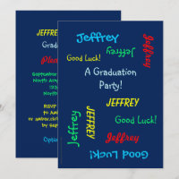 Absolventin, Personalisierter Name, Blau