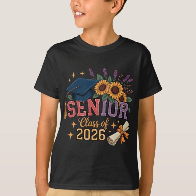 Absolventinnen 2026 Abschluss Mädchen Boho Suflowe T-Shirt (Vorderseite)