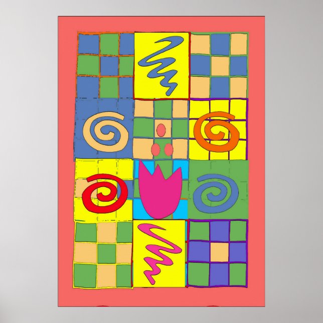 Abstact Design in Squares Poster (Vorne)