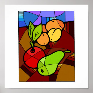 Abstact Fruit Kitchen Decor 15x15 Poster