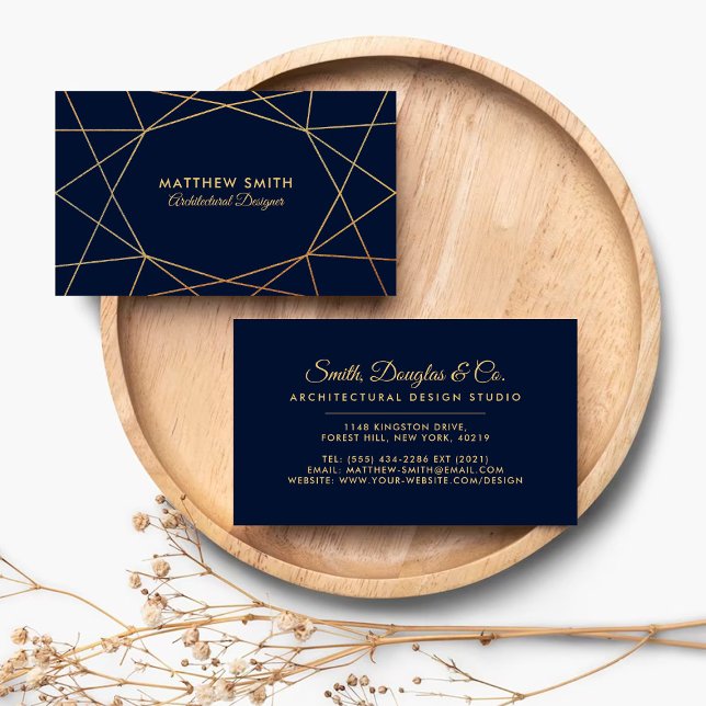 Abstact Geometric Gold Lines Modern Business Card Visitenkarte (Von Creator hochgeladen)