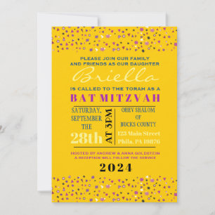 Abstact Tree of Life Bat Mitzvah Einladung Gold
