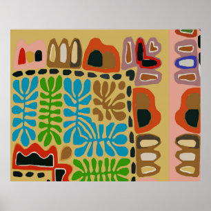 Abstarted Western Village Poster