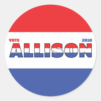 Abstimmung Allison 2010 Wahlen Rot Weiß und Blau Runder Aufkleber