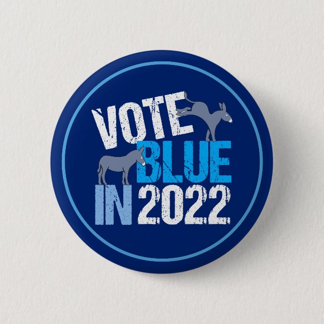 Abstimmung Blau im Jahr 2022 Demokrat Donkey Halbz Button (Vorderseite)