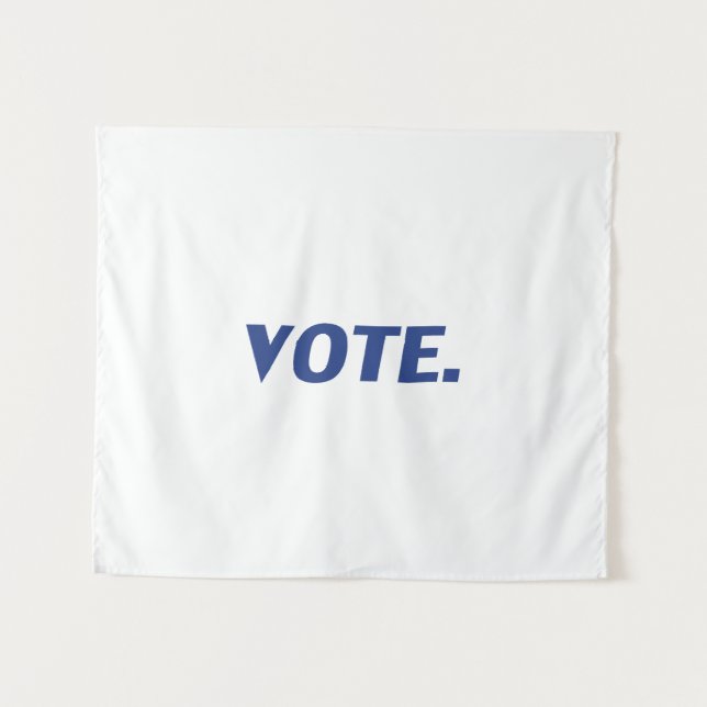 "Abstimmung" blau weiß Wandteppich (Vorderseite (Horizontal))