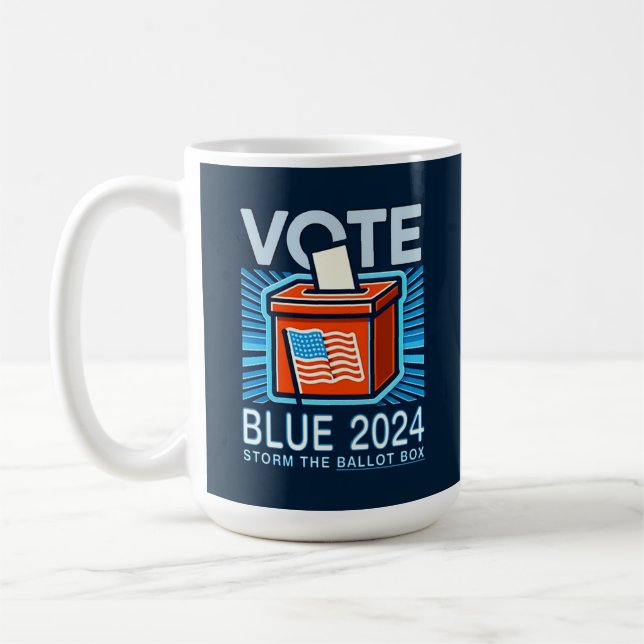 Abstimmung Blue 2024 Wahlurne für den US-Präsident Kaffeetasse (Links)