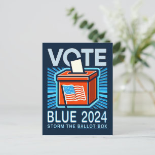 Abstimmung Blue 2024 Wahlurne für den US-Präsident Postkarte