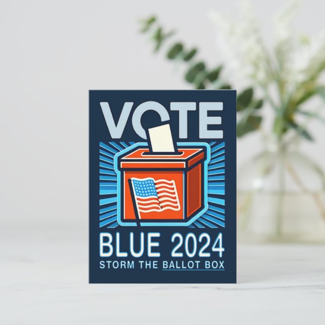 Abstimmung Blue 2024 Wahlurne für den US-Präsident Postkarte (Stehend Vorderseite)