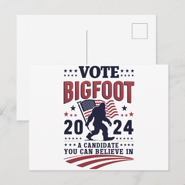 Abstimmung für den Präsidenten von Bigfoot 2024 Sa Postkarte (Vorne/Hinten)