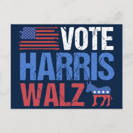 Abstimmung Harris Walz Demokrat Donkey American Fl Postkarte