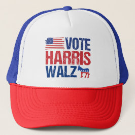Abstimmung Harris Walz Demokrat Donkey American Fl Truckerkappe