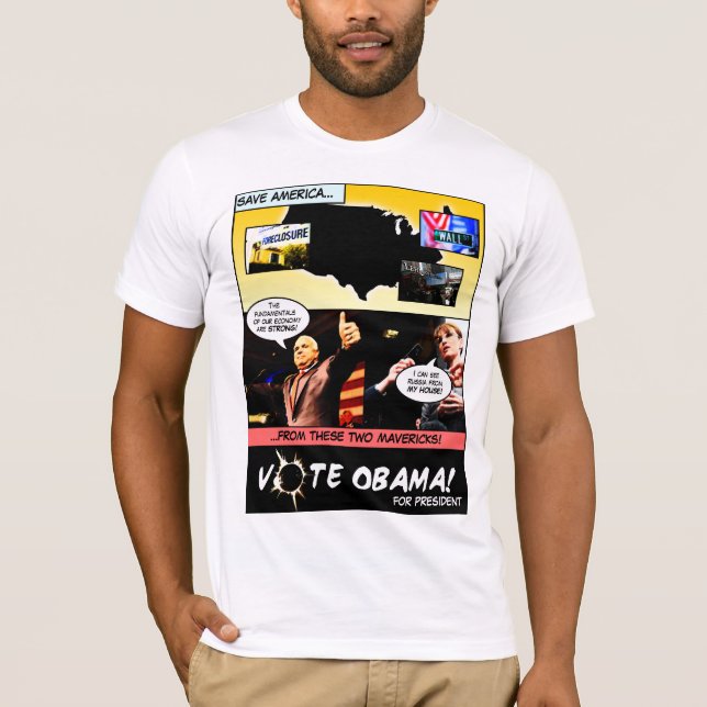 Abstimmung OBAMA! Wahl-Comic-T - Shirt (Vorderseite)