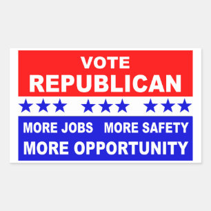 Abstimmung: Republican More Jobs, Safety, and Oppe Rechteckiger Aufkleber