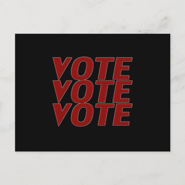 Abstimmung: Rote moderne Typografie schwarz Postkarte (Vorderseite)